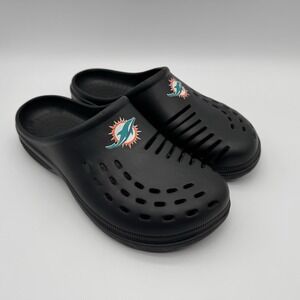 Miami Dolphins FOCO Brand Black Men's XL 13-14 Logo Solid Clog With Strap